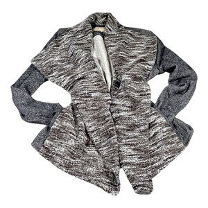 Lucky Brand Cardigan Womens L Gray Open Sweater Marlet Space Dye Eclectic Boho
